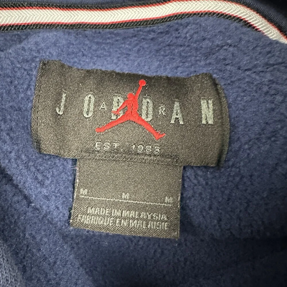 Jordan Hoodie Men Medium Blue Solid Jumpman Sweatshirt Pullover Pockets M
